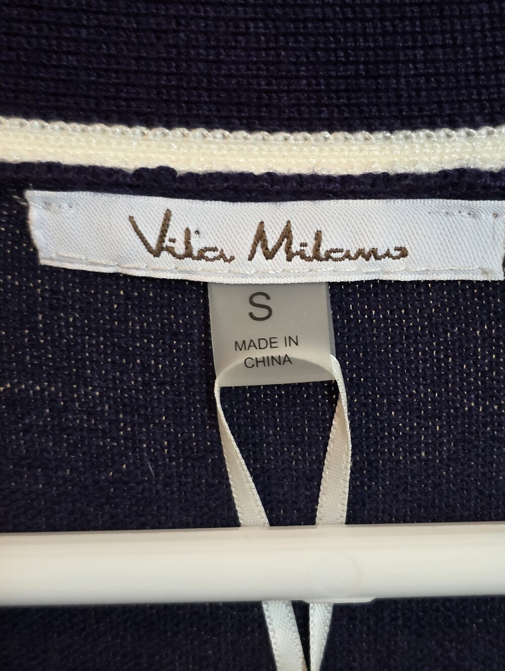 Vila Milano Navy Sweater with White Trim - Picture 2 of 5